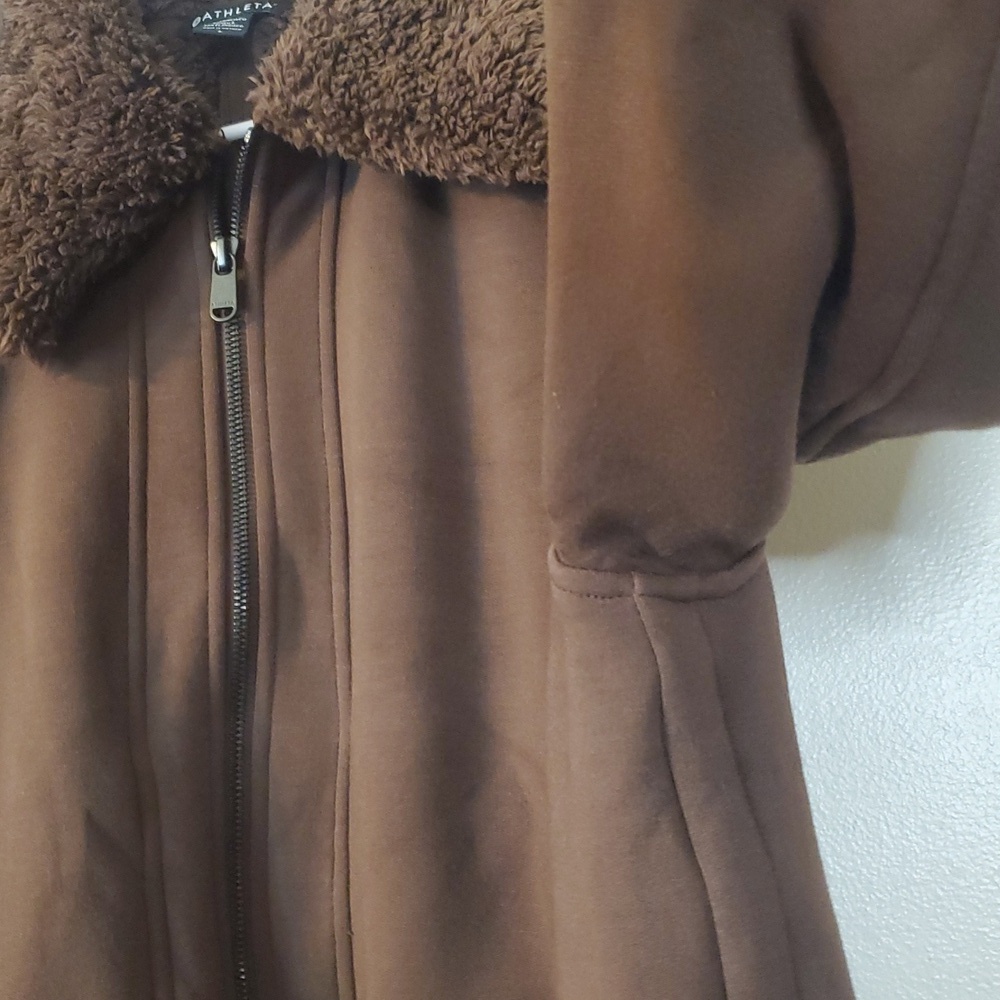 Athleta Westbound Jacket Size Large Sherpa Lined Bomber Coat Brown Heavy - Picture 7 of 16